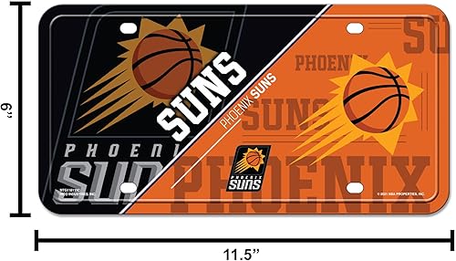 Miniatura 233 de Rico Industries Etiqueta de metal de baloncesto de la NBA de 6 x 12 pulgadas, ideal para camiones/coches/SUV