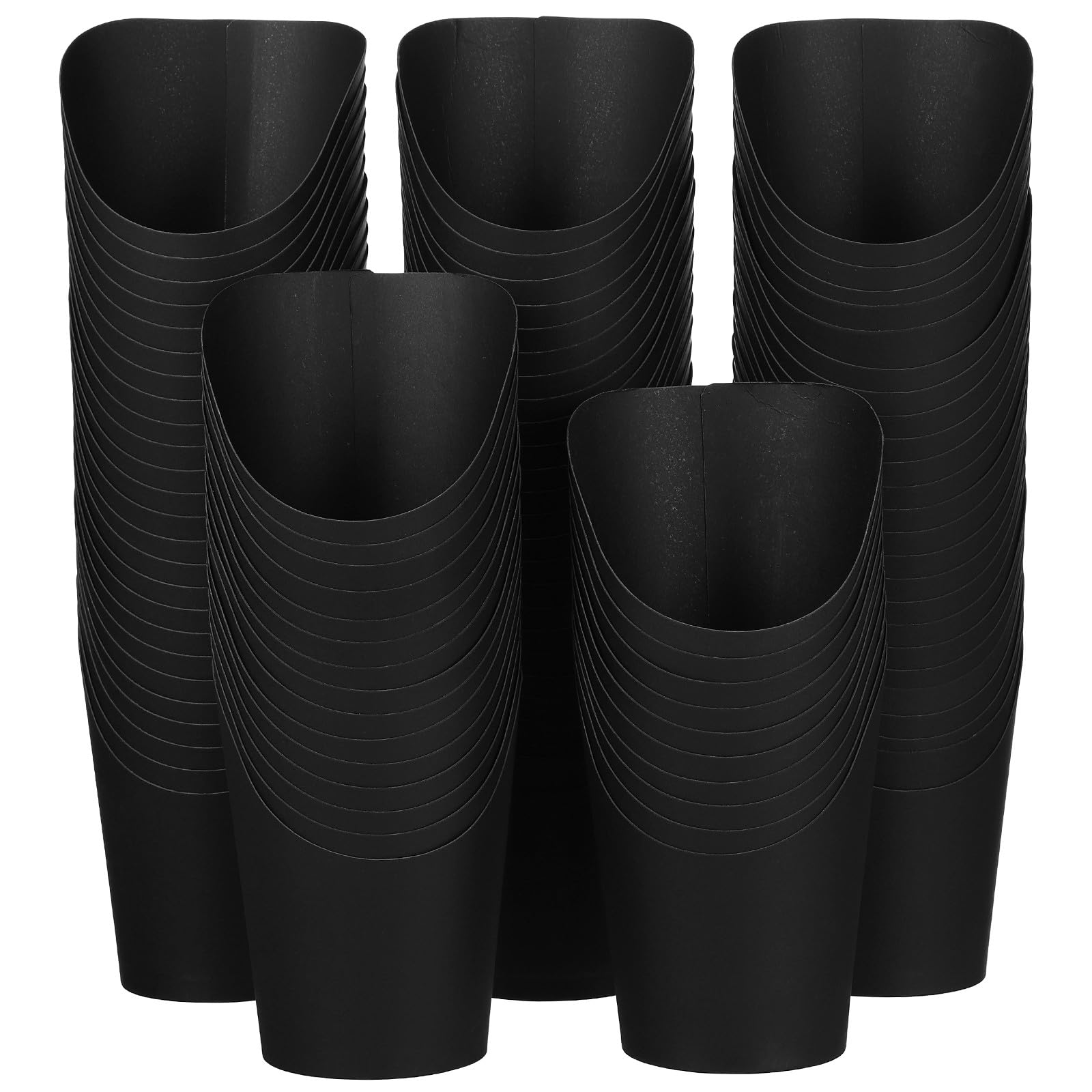 Wiederverwendbar Wurstbecher und Abgeschrägtem Öffnungsdesign 100 Stück aus Schwarzem Papier mit 14oz Fassungsvermögen Stabiler Snackbehälter für Party und Zuhause