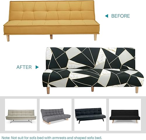 Vista 48 de Funda estampada para futón, fundas elásticas para sofá cama, tamaño matrimonial, individual, queen, sin brazos, fundas protectoras con parte Youmeng