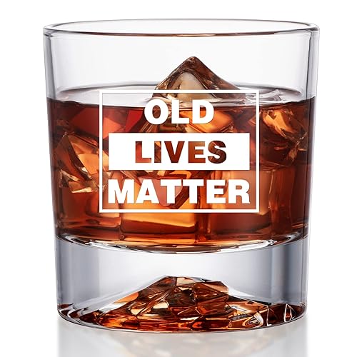 Gifts for Men Dad, OLD LIVES MATTER Whiskey Glass, Funny