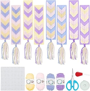 FREEBLOSS 8 Set DIY Plastic Canvas Bookmarks Cross Stitch Sheets for Crafts Bookmark Making Kit for Women Friends Gift - Buy now