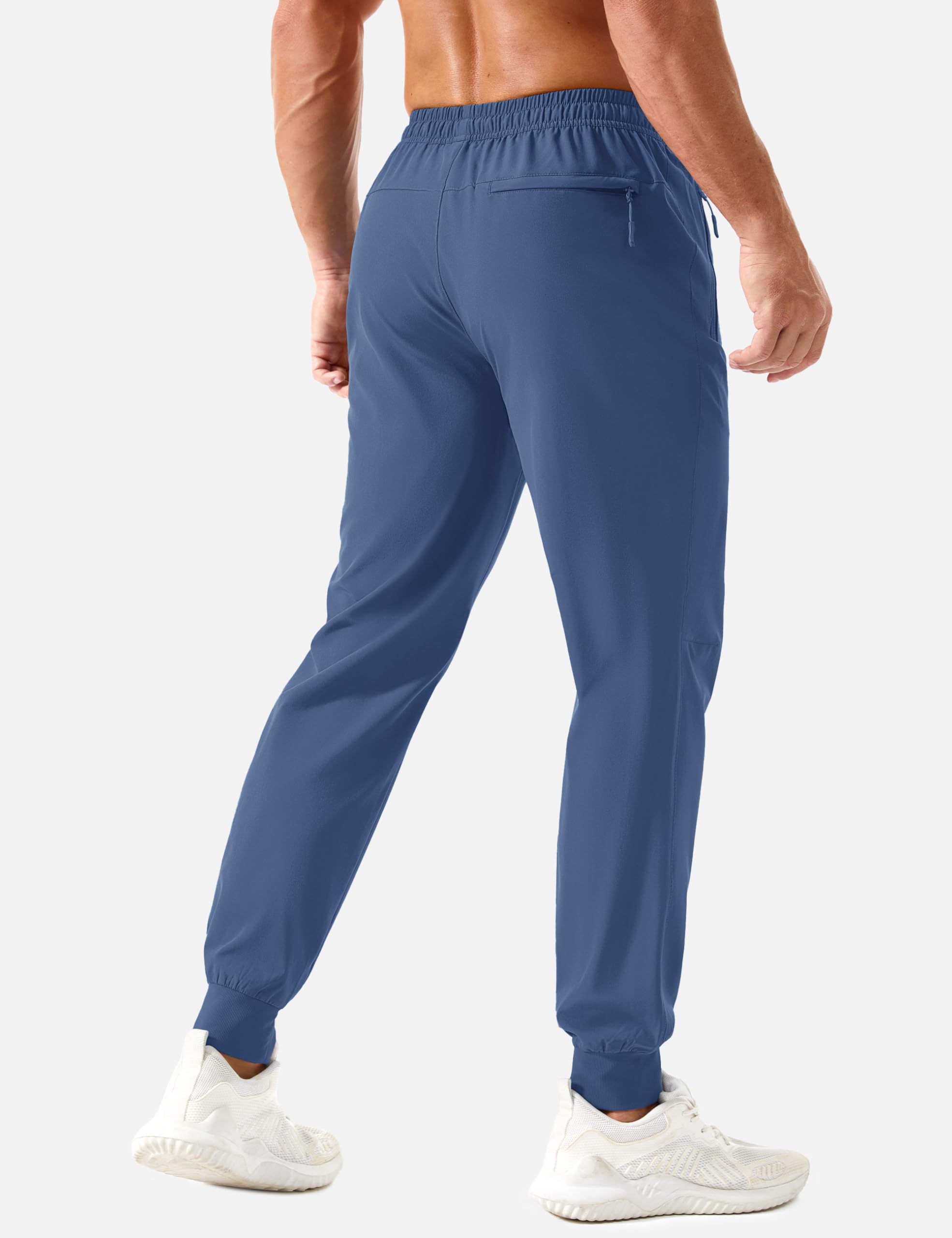 TACVASEN Track Pants Men Athletic Jogger Sweatpants with Zipper Pockets Lightweight Soft Quick Dry Running Workout Gym Pants Blue Grey