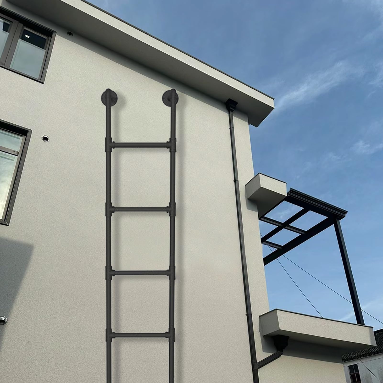 Échelle de lit mezzanine métal robuste 2,1m pour puits de fenêtre de sous-sol