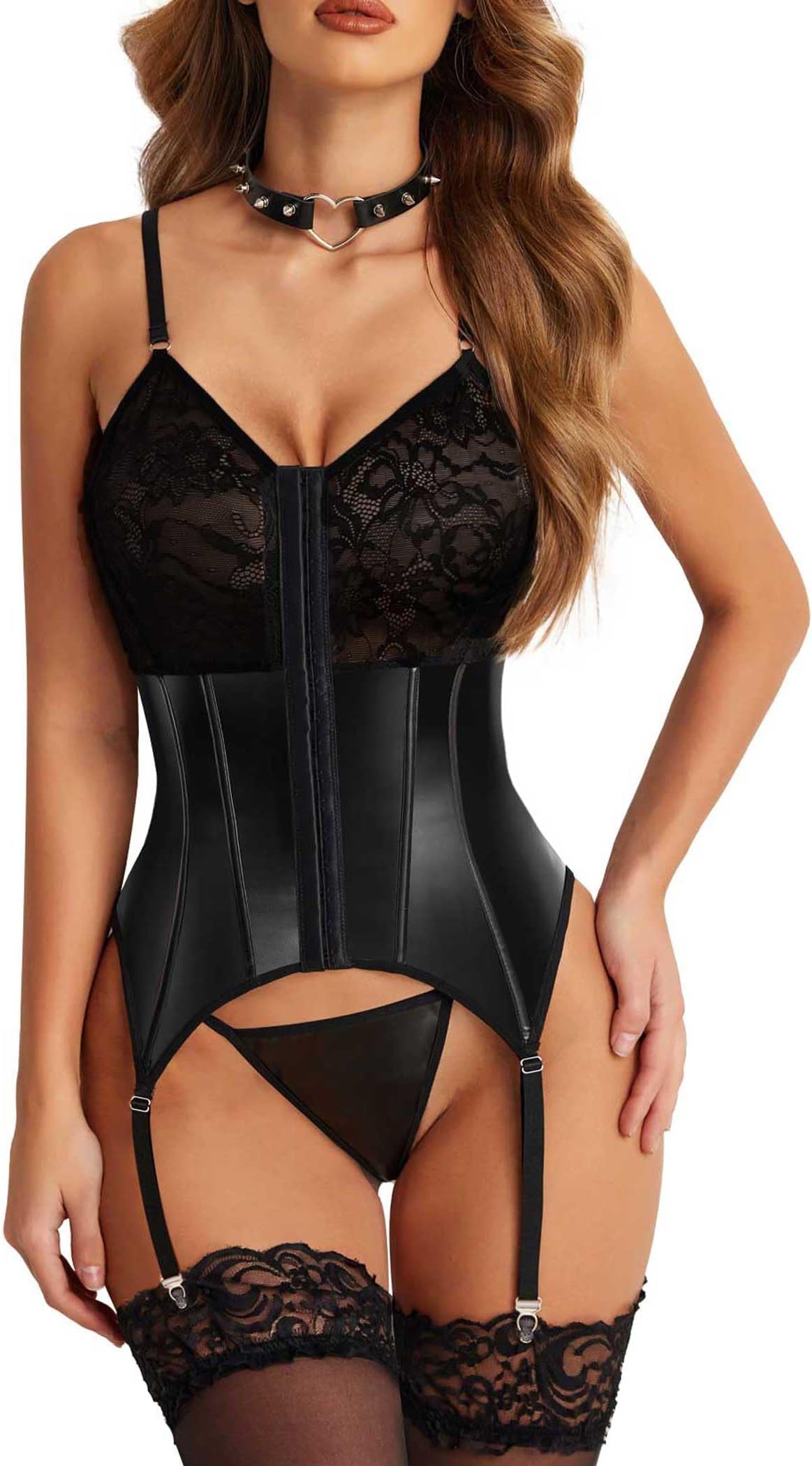 Avidlove Womens Corset Lingerie Set Sexy Lingerie For Women Leather Lingerie Bustier Corset