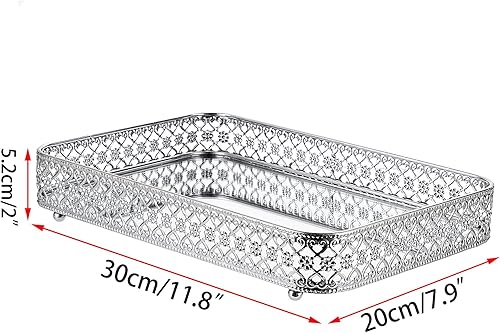 Miniatura 2 de ELLDOO Bandeja para Espejo de Perfume de Tocador, Bandeja de Maquillaje, Organizador de Joyería Tallado en Hueco, Bandeja de Almacenamiento de