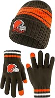 Vista 18 de Ultra Game Gorro de punto de invierno para jóvenes de la NFL, con cálidos guantes de pantalla táctil con rayas