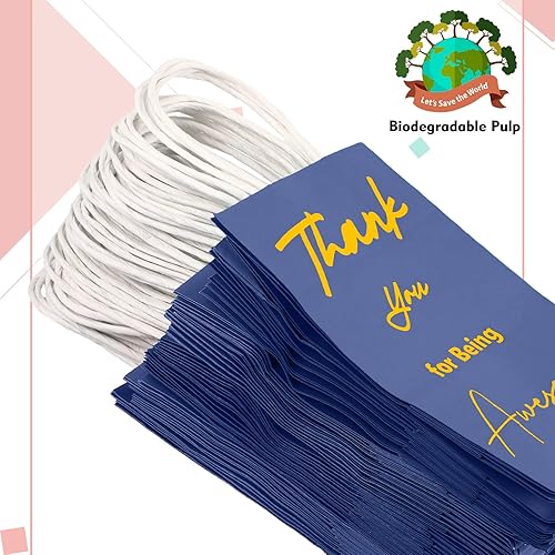 Miniatura 6 de Sweetude 48 bolsas de regalo de agradecimiento con asas, bolsas de papel de regalo de agradecimiento a los empleados, bolsas de papel de