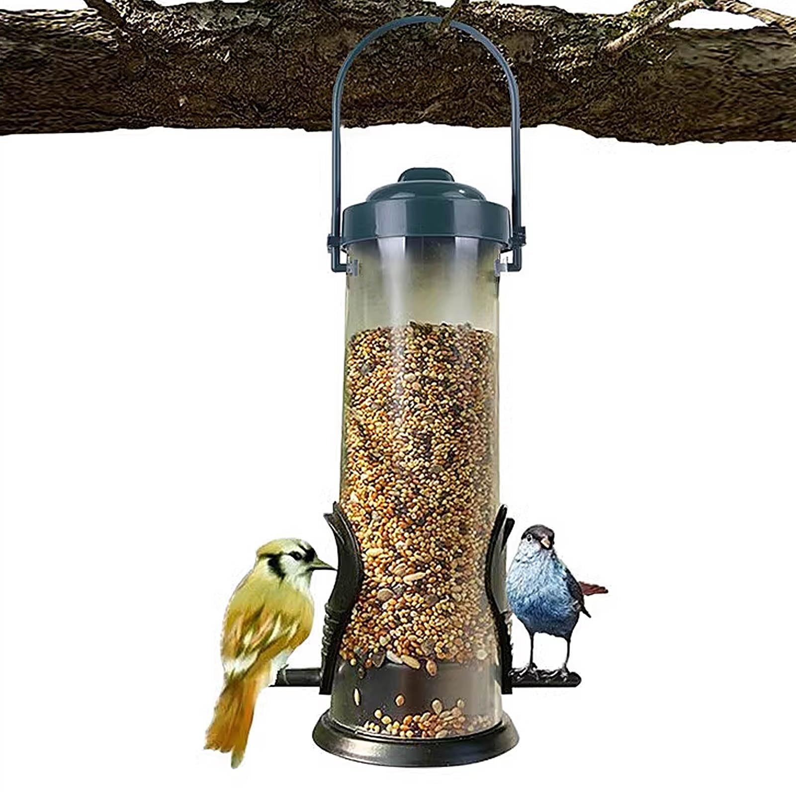 Comederos para pájaros para al Aire Libre, alimentador de Aves de Tubo Resistente a la Intemperie, silo de alimentación de Aves Silvestres para el Exterior, 2 Puertos
