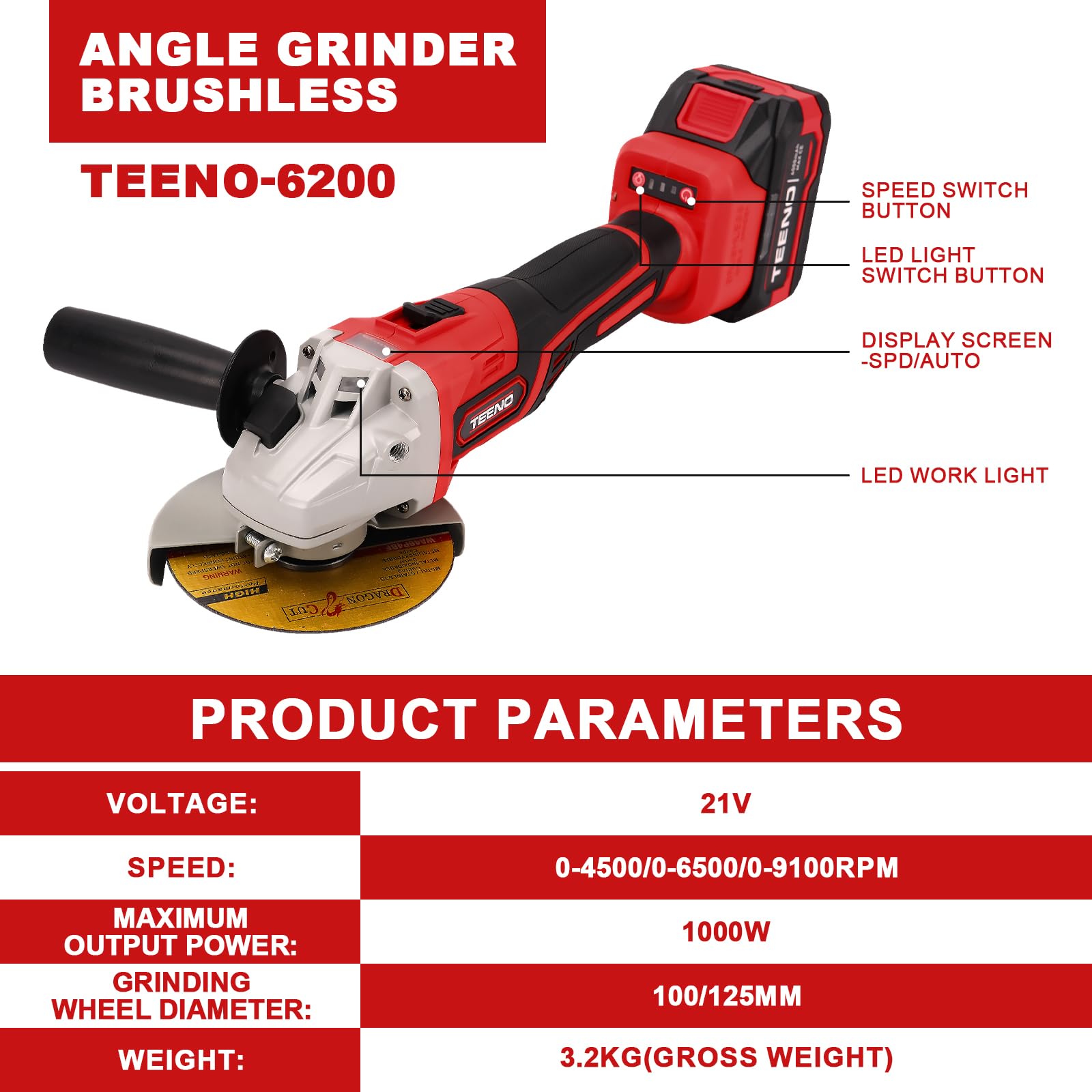 Winkelschleifer Mit Akku ONEVAN Akku-Winkelschleifer Bürstenloser Motor 125mm Winkelschleifer 8000 U Min 3 Gaenge Akku Trennschleifer Schleifmaschine Mit 2x Akku Kunststoffbox S0qdw09w Makita Dga511z