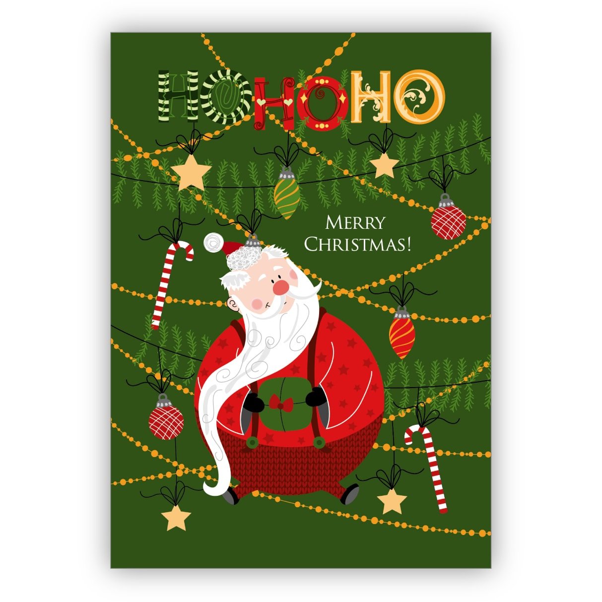 Im 16er Glückwunschkarten Set: Ho ho ho - süße Weihnachtskarte mit dickem Weihnachtsmann: Merry Christmas • als schöne Grusskarte mit Umschlag zu Weihnachten zum Jahres-Ende für Familie und Firma
