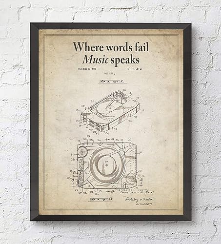 Miniatura 2 de Retro Music Wall Patent Art Prints with Slogans, Set of 4, Unframed, CD, Vinyl, Tape Cassette, 8-track Vintage Game Room Gift, 8x10 Inches