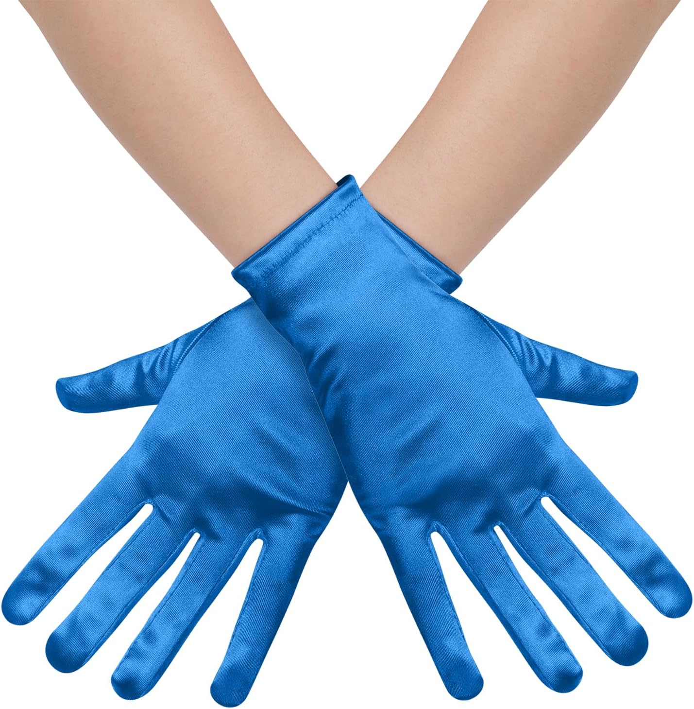 Short Satin Opera Gloves, Women Formal Dancing Gloves for Wedding Bridal Tea Party Banquet Costume