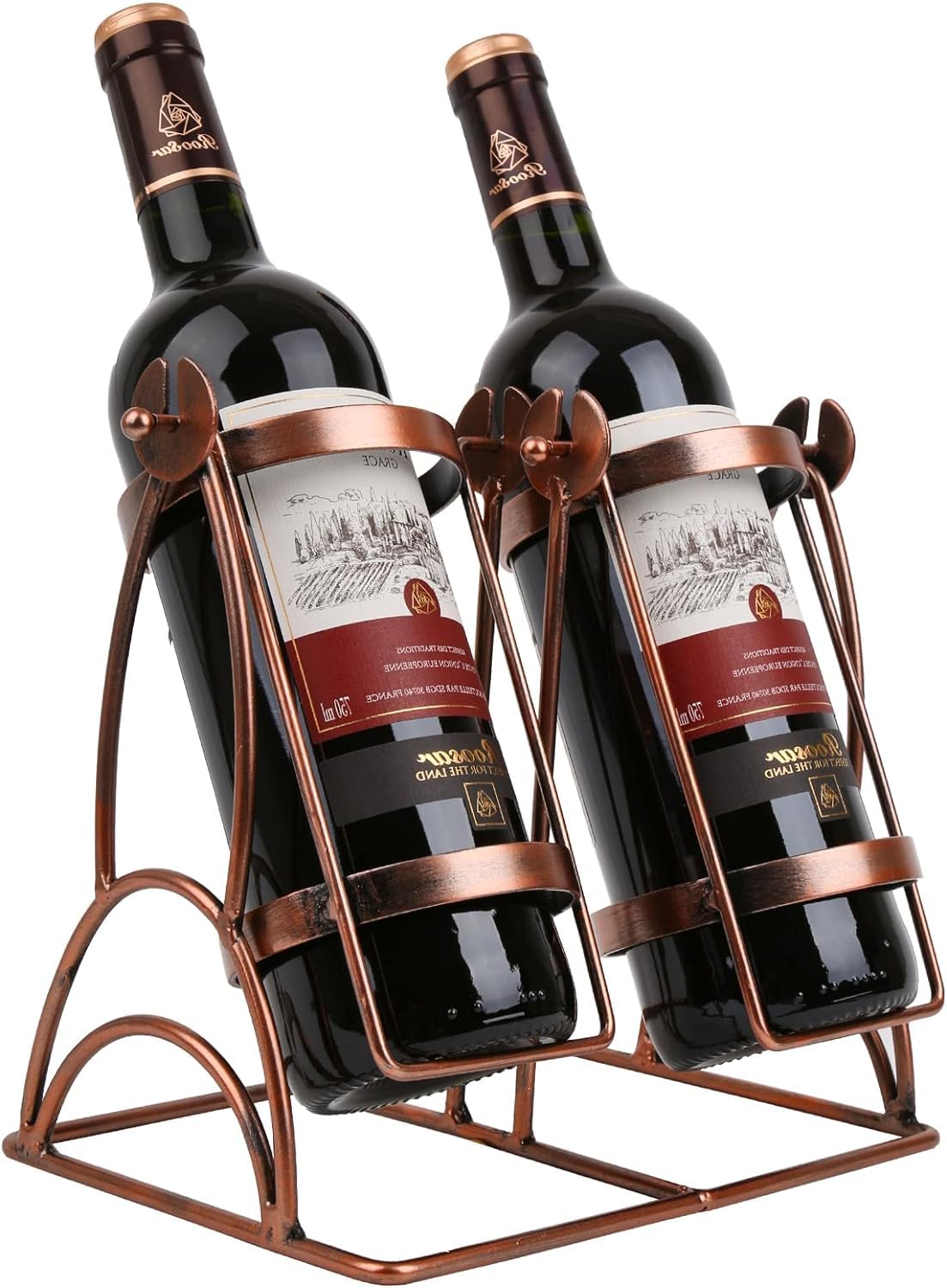 Swing Wine Bottle Holder: Freestanding Metal Wine Rack for Kitchen Home Decor, Red Modern Design, Countertop Wine Bottle Storage Organizer Metal Wine Rack (2 Bottle)-image-22