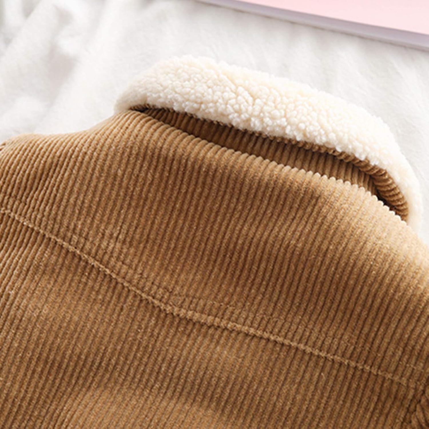 Moru Toddler Boy Winter Corduroy Jacket Baby Girl Fall Sherpa Lined Outwear Coat