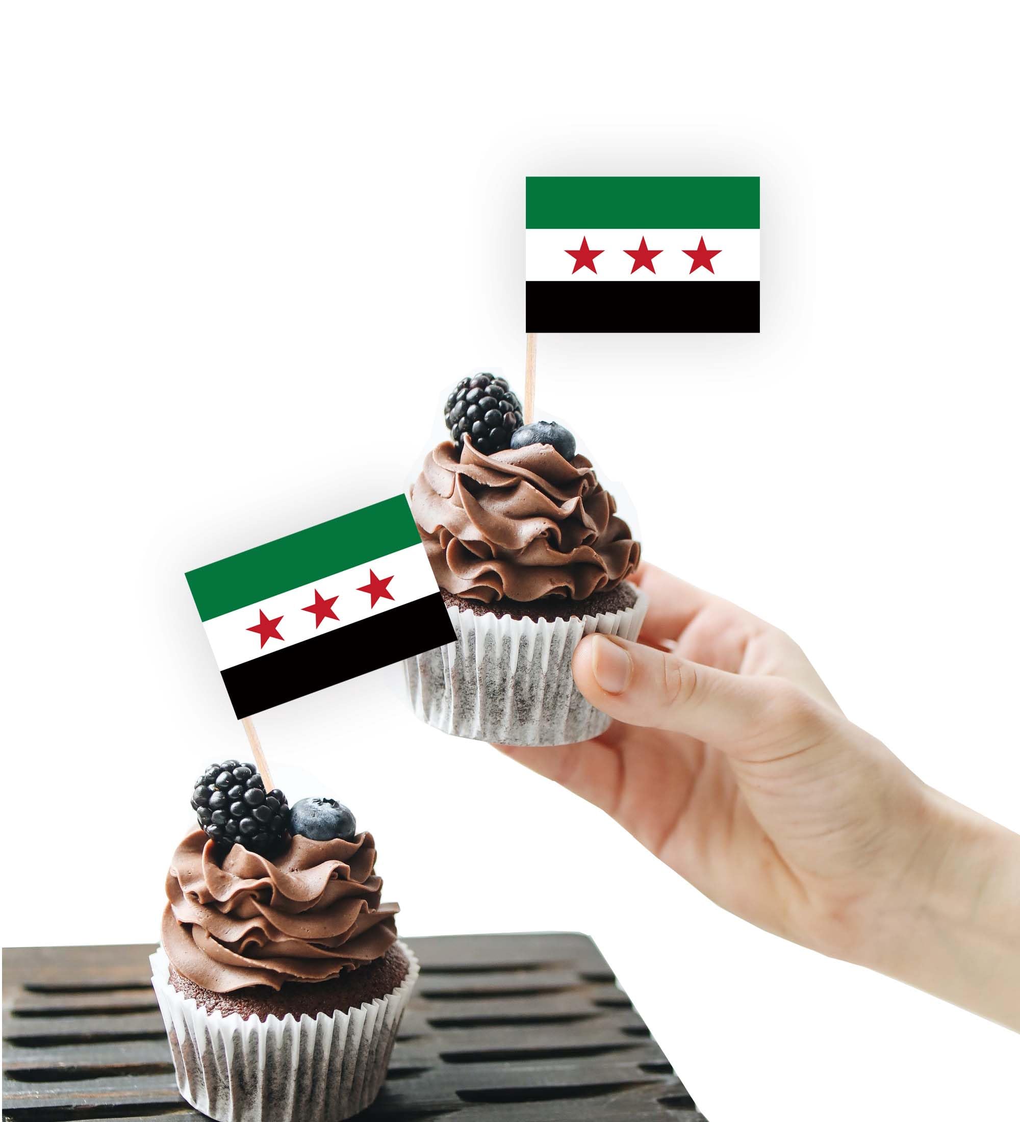 100PCS Syria Flag Cake Topper,Syrian Cupcake Stand For Party Decoration Supplies — image 1