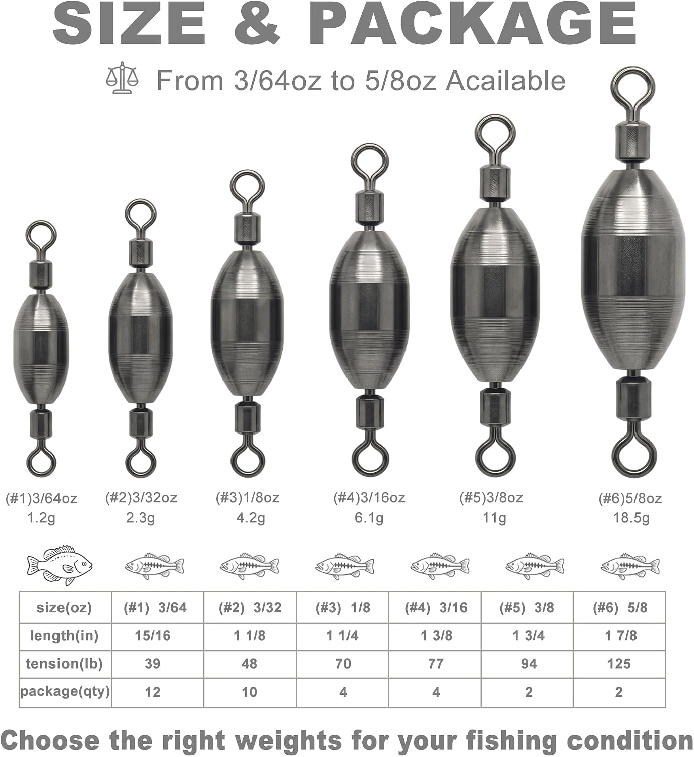 Brass Fishing Weights Swivel Bullet Fishing Sinkers with Rolling Swivel | Integrated Fishing Weights Swivel,Brass Sinker,Environmental Friendly,Quick Set Up,Saltwater & Freashwater Avaliable,Antirust