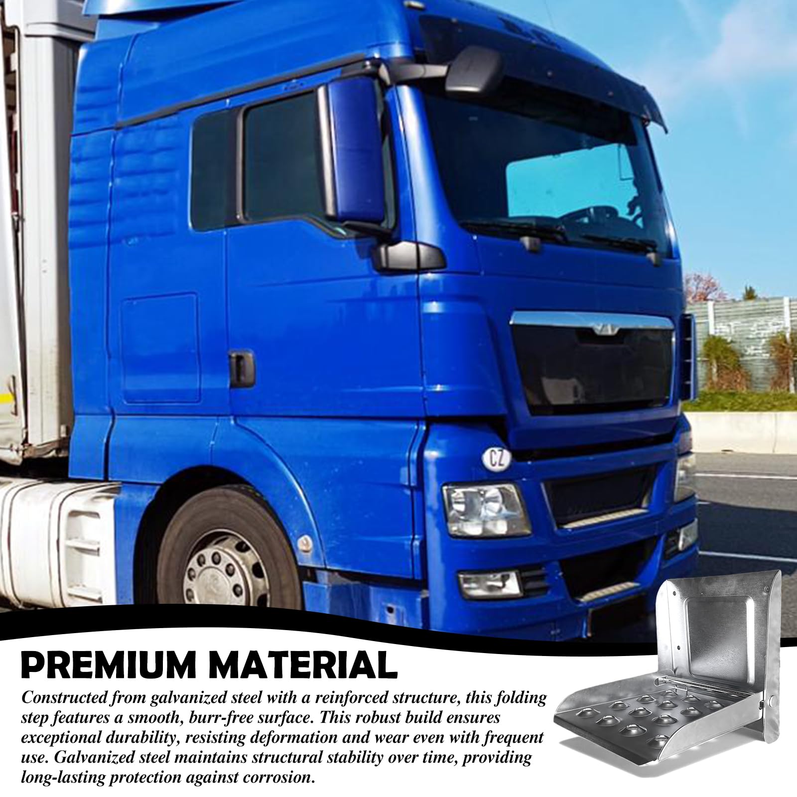 Pedana pieghevole per camion gradino: 195x170mm Pieghevole Pedana pieghevole, Pedana pieghevole per rimorchio, Lamiera d'acciaio zincato, Supporto di salita pieghevole per accessori furgone