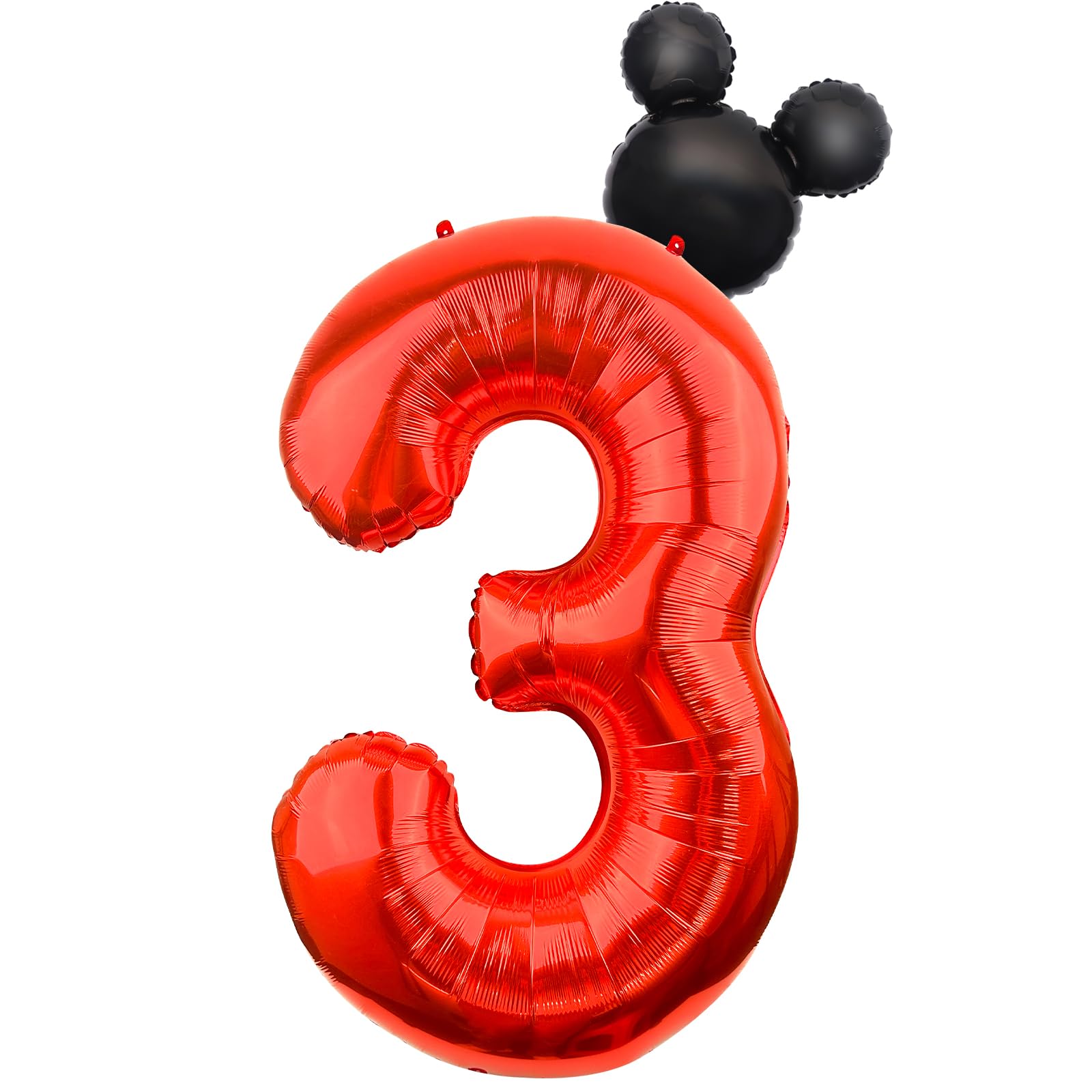 Mouse Number 3 Balloon 40 Inch Red Number 3 Balloon Mini Mouse Head Balloons for 3rd Birthday Party, Black Red Large Numeral Foil Balloons for Baby Shower Anniversary Supplies Decorations