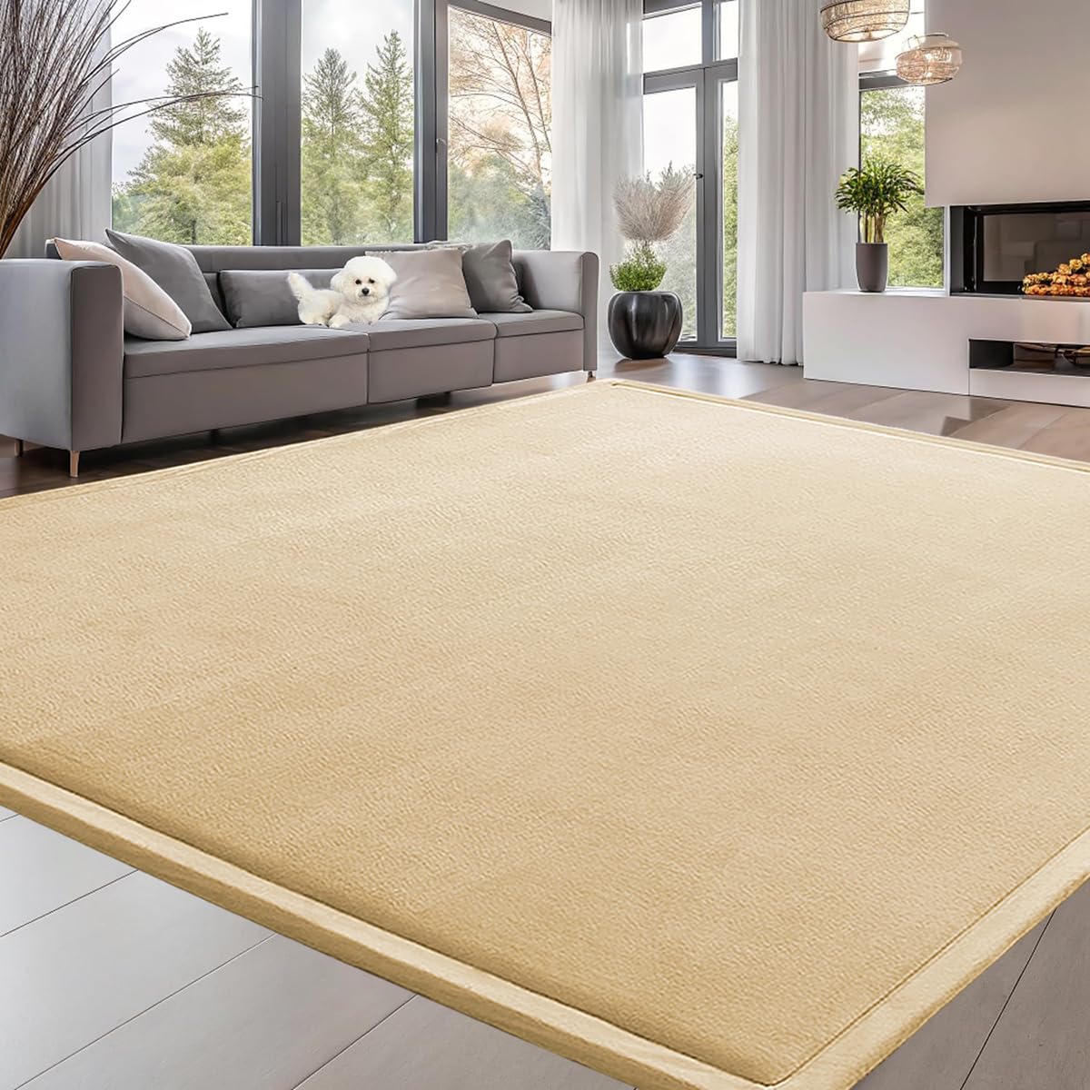 Tapis de jeu en mousse beige pour bébé, sol tatami, exercice et motricité 60x150
