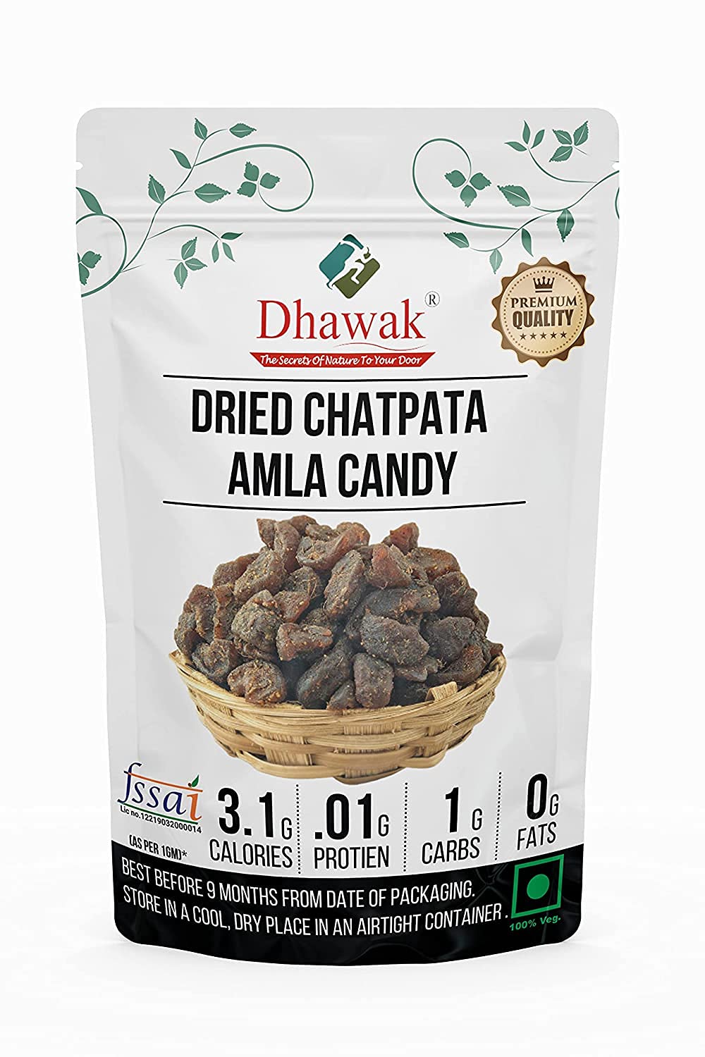 Dhawak Natural Dried Chatpata Spicy Amla Candy - 250 GMS.