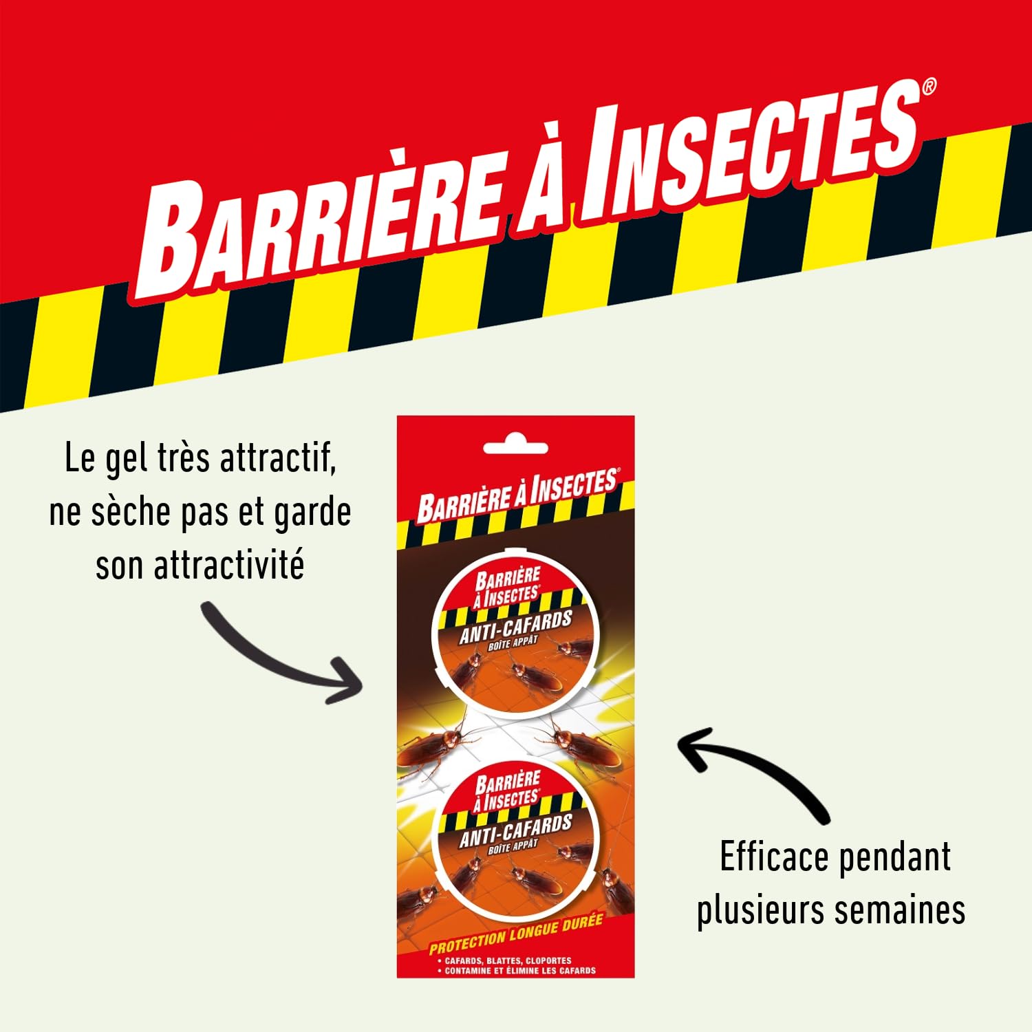 BARRIERE A INSECTES Boite Appât Anti-Cafards Cloportes, 2 x 3 g, Action 4 semaines
