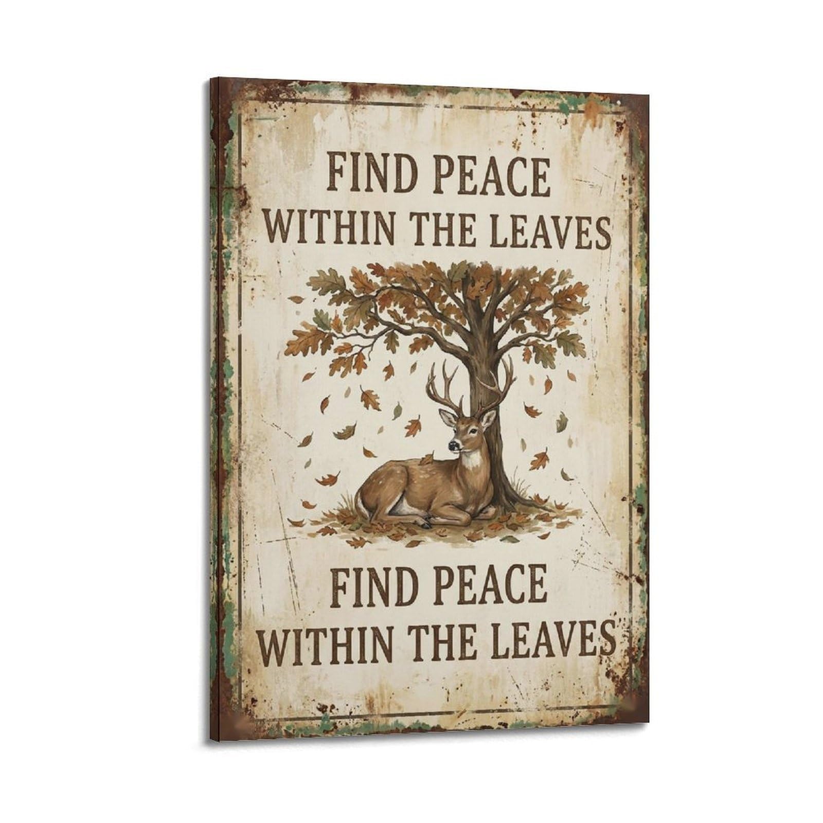 OKAHYS Deer Forest Vintage Rustic Poster Meadow Haven Coastal Modern Decorative Canvas Prints - Ideal Wall Art for Family, Man Cave, Game Room, Boys & Girls Bedroom 24x36inch