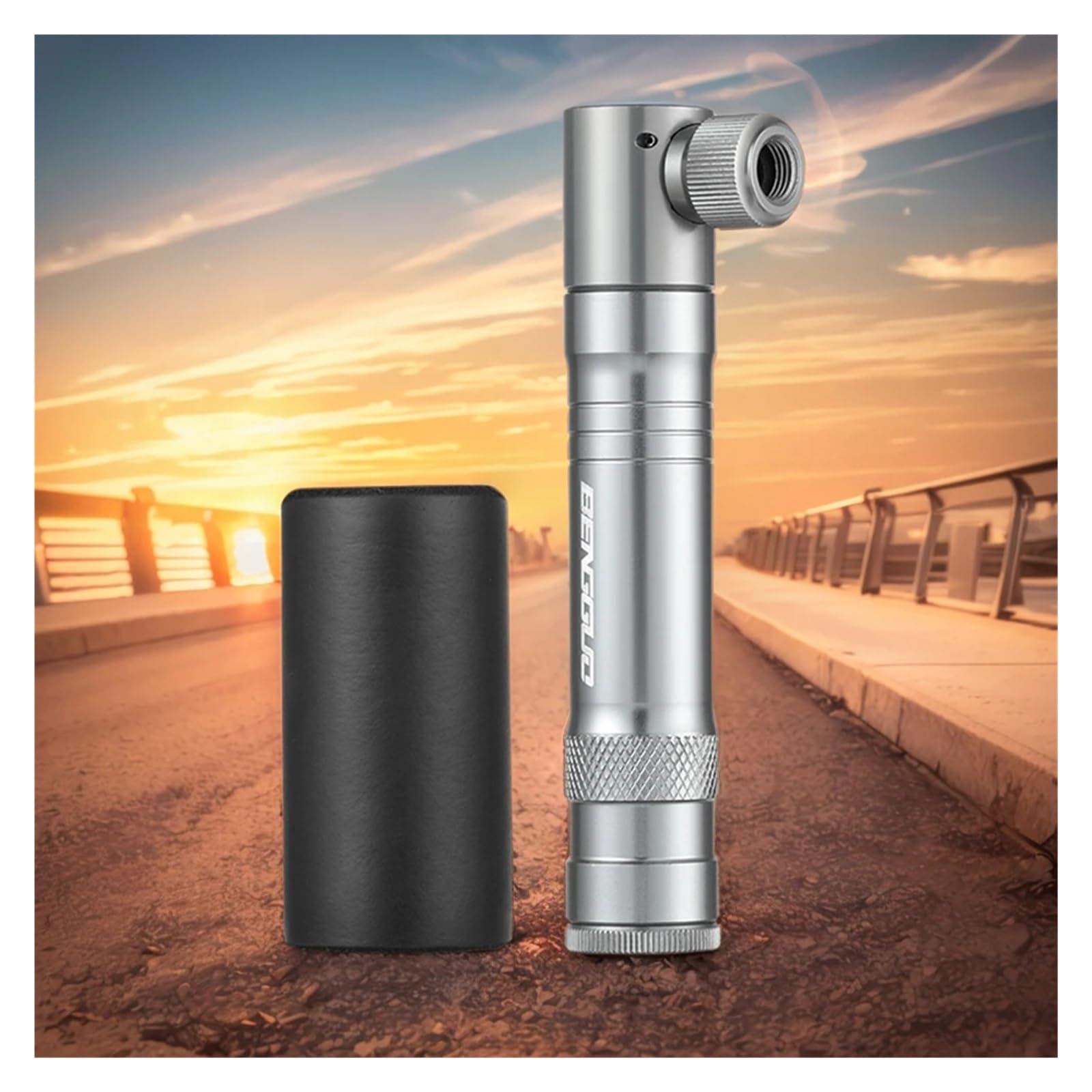 1 Stück CO2-Inflator aus Aluminiumlegierung mit Reifenreparaturset, tragbares Doppelventil for Schrader- und Presta-Fahrradzubehör(Black)