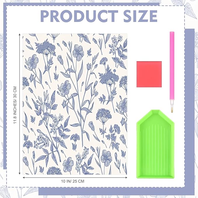 DIY Blue & White Floral Diamond Painting Kit | Aesthetic Room Decor