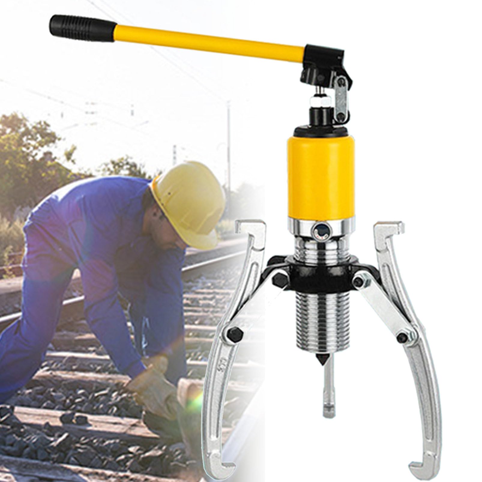 5t/10t/15t/20t Hydraulikabzieher-Kit, Radlager-Abzieher, 3-in-1-Pumpenölrohr-Ziehmaschine, Hydraulikpumpe, verarbeitet durch integriertes Schweißen,Yellow-5T