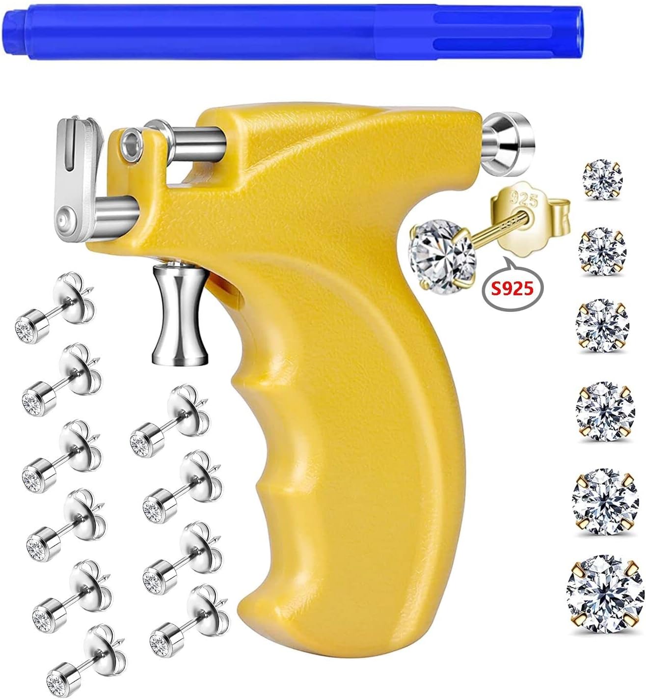 Professional Ear Piercing Gun Kit with 6 Pairs S925