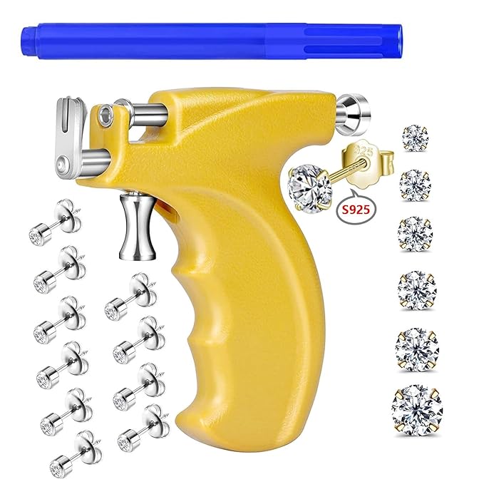 Professional Ear Piercing Gun Kit with 6 Pairs S925