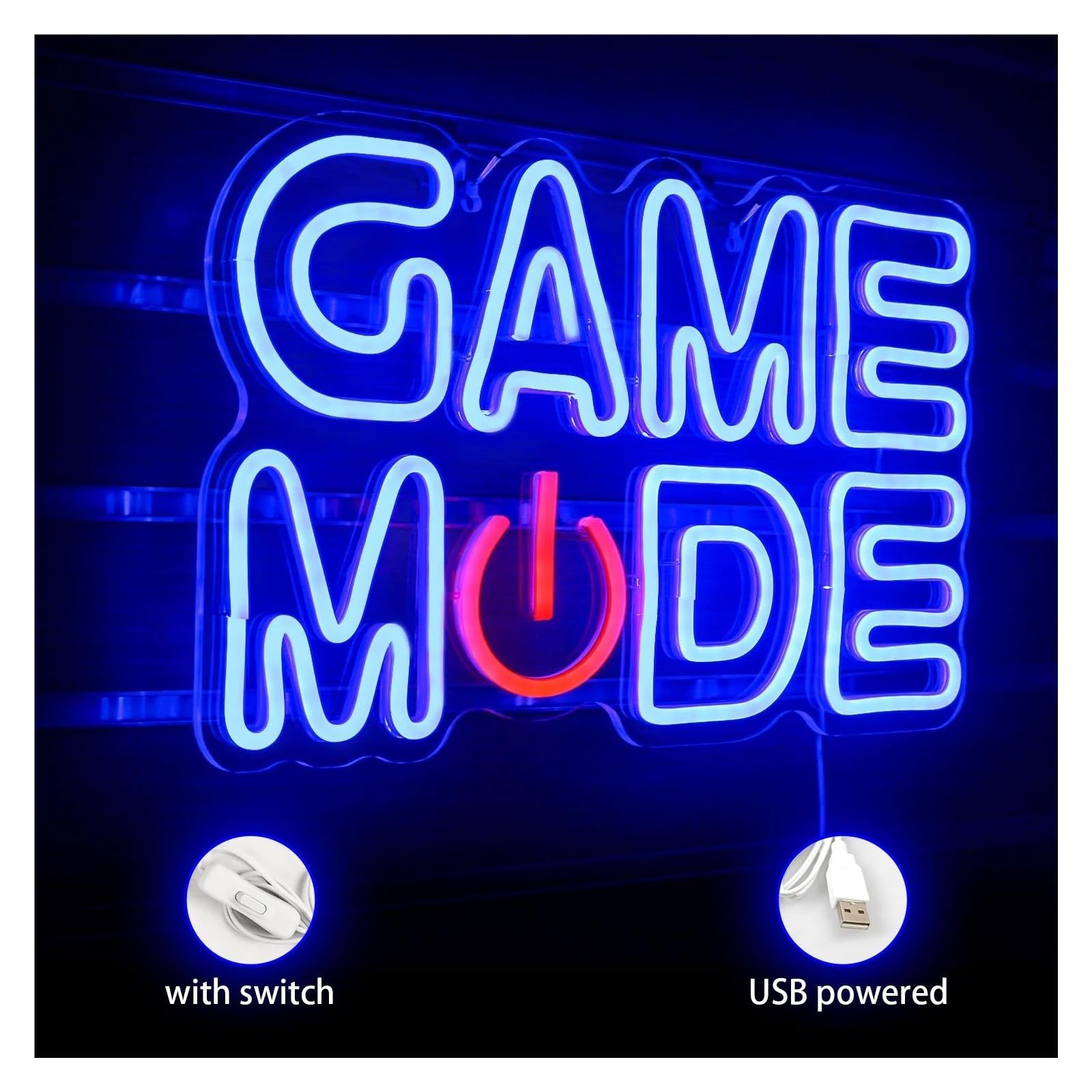 Insegna al Neon LED Insegna Al Neon Game Mode Per Decorazioni Murali Sala Giochi Camera Da Letto Di Casa Area Videogiochi Luci A Led Dimmerabili 43x22cm