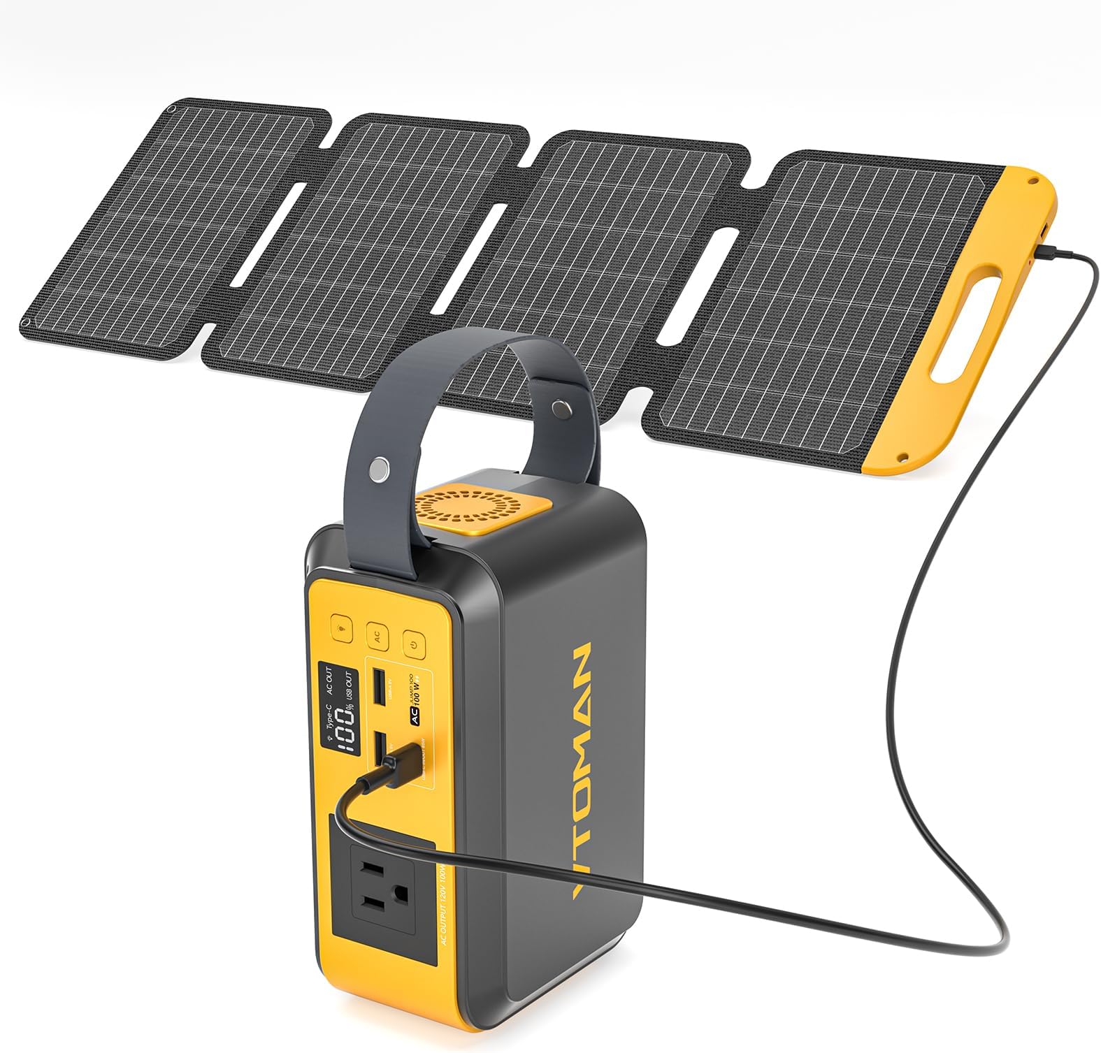 VTOMAN Jump 100 Solar Generator with 40W Solar Panel, LiFePO4 BatteryPortable Power Station & Foldable Solar Panel for Outdoor Camping, Hiking, Cycling, Backpacking, Car Travel