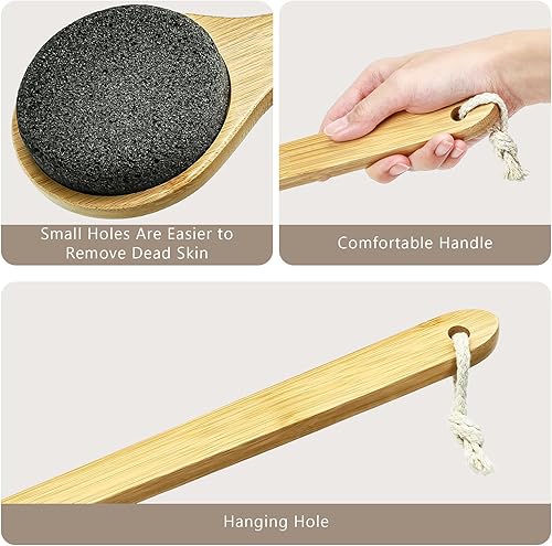 Miniatura 3 de Piedra pómez para pies con mango largo de 15.7 pulgadas, removedor de callos de piel dura, limpiador y exfoliante para piel seca muerta, pies más
