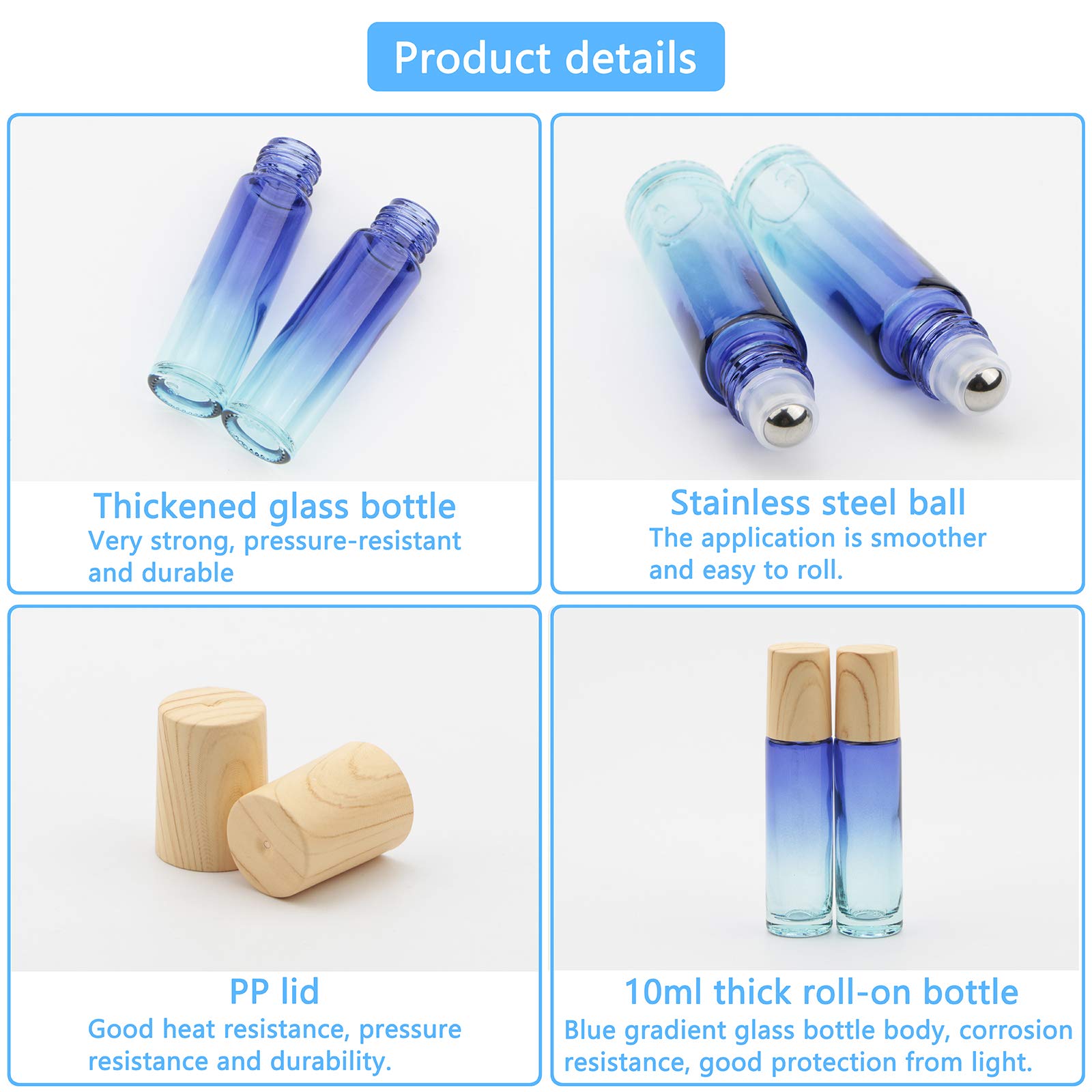 10 Stück Glas-Rollerflaschen 5 Ml – Farbverlauf, Mit Edelstahl-Roller, Für ätherische Öle & Parfüm