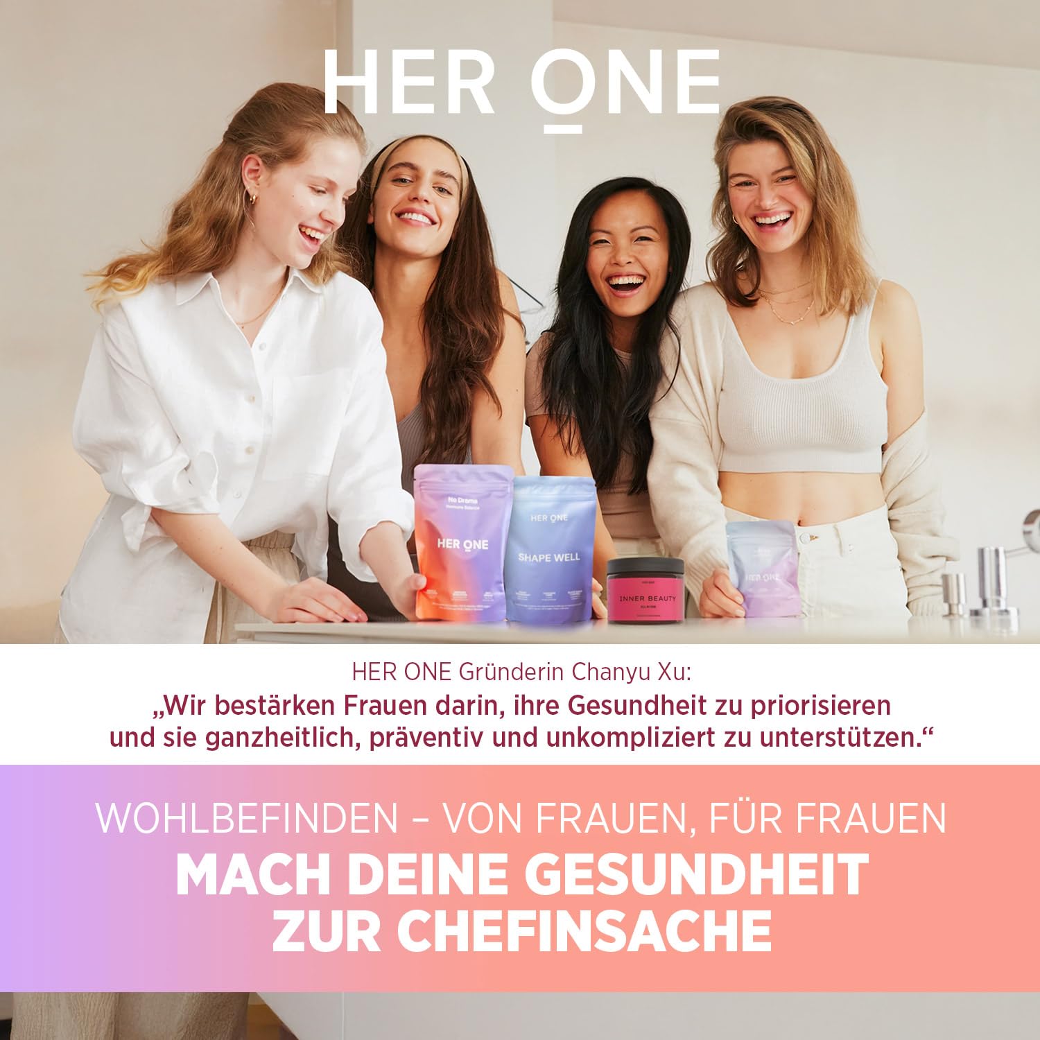 HER ONE GLOW UP Duo | 30x7 g Vitamin Komplex hochdosiert als Multivitamin Pulver für Frauen + 30x5 g Marine Kollagen Pulver aus Fisch | Collagen Peptides Typ I & III | 100% Naticol® | Beauty Drink