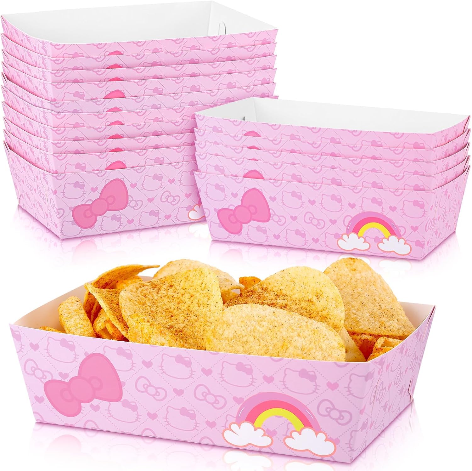 24 Pcs Cartoon Paper Tray Kawaii Birthday Baby Shower Decorations