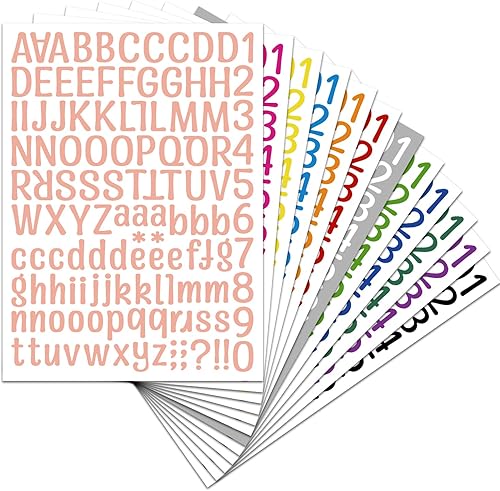 12 calcomanías para letras, autoadhesivas, mayúsculas y minúsculas, calcomanías coloridas del alfabeto, letras mayúsculas, calcomanías de vinilo con