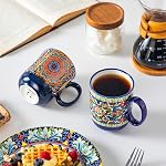 vancasso Boho Coffee Mugs Set of 6, 14 oz Ceramic Mugs with Handle, Colorful Porcelain Cups Microwave Dishwasher Safe, for Latte Tea Cappuccino Cocoa Hot Chocolate