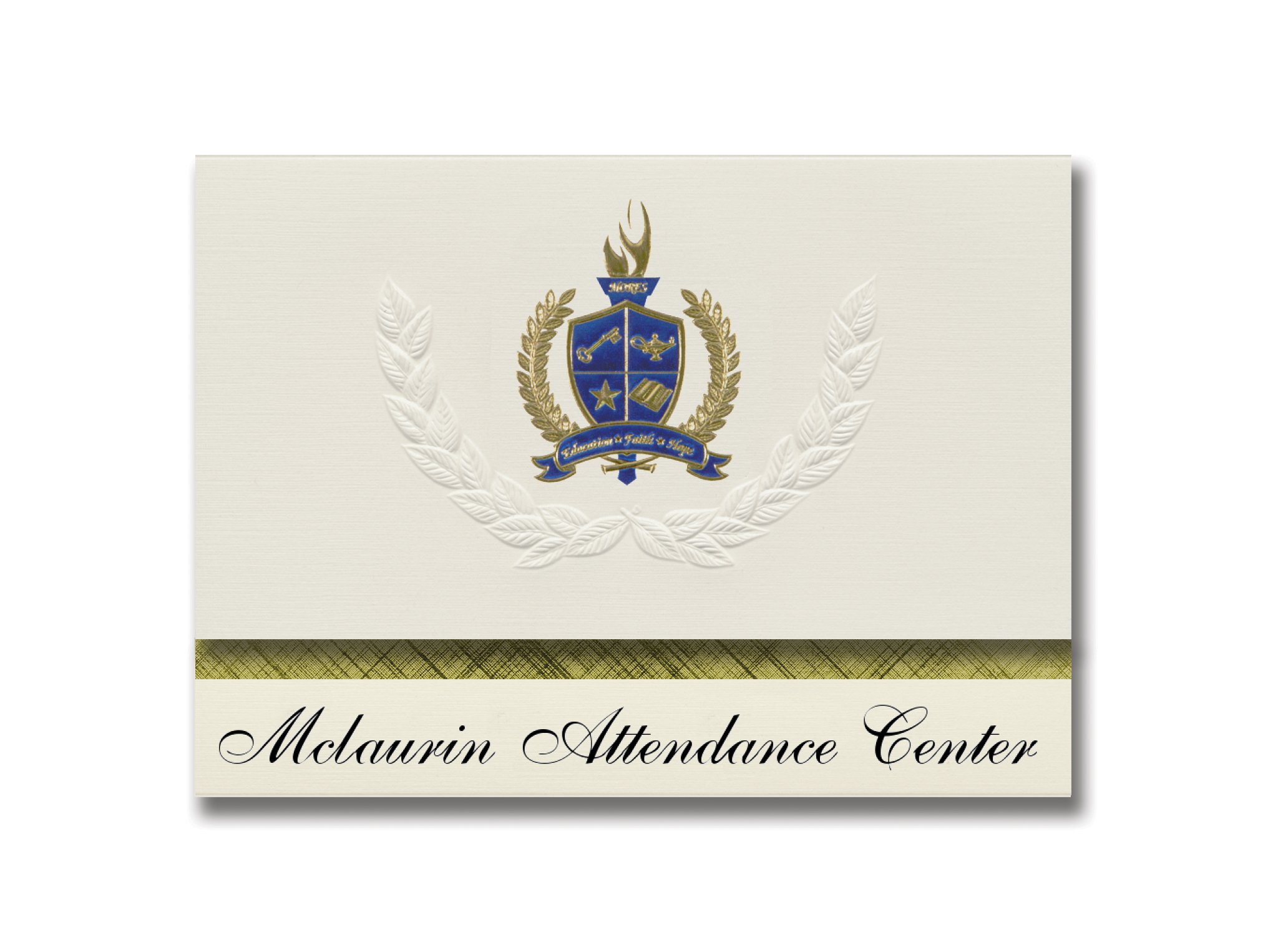 Signature Announcements Mclaurin Attendance Center (Florence, MS) Graduation Announcements, Presidential style, Basic package of 25 with Gold & Blue Metallic Foil seal