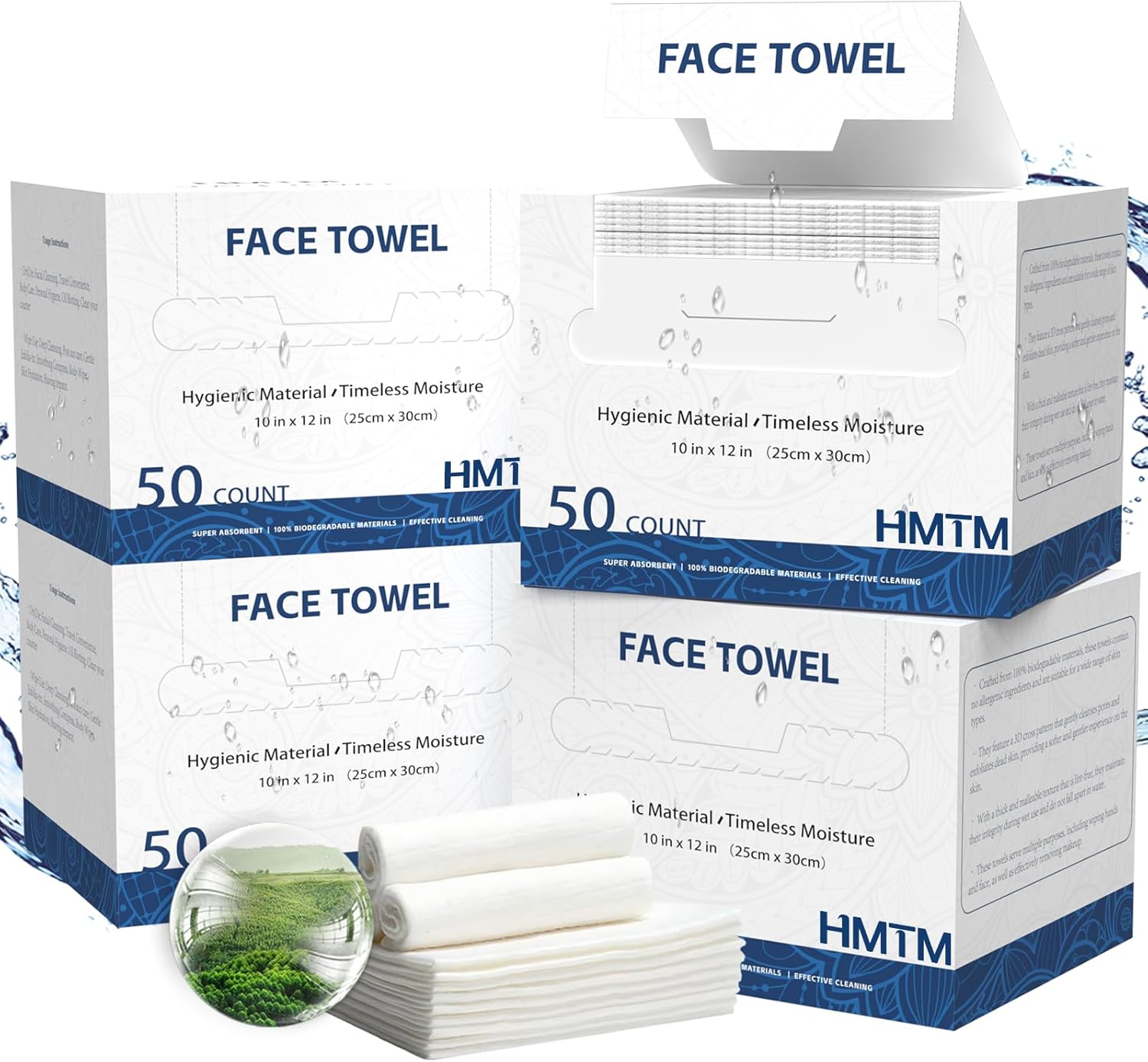 Face Towels, 10 x 12, Thick Soft and Absorbent, Face Towelettes Disposable Biodegradable for Sensitive Skin, Makeup Remover, Cleansing, 200 Count( 4 PACK )