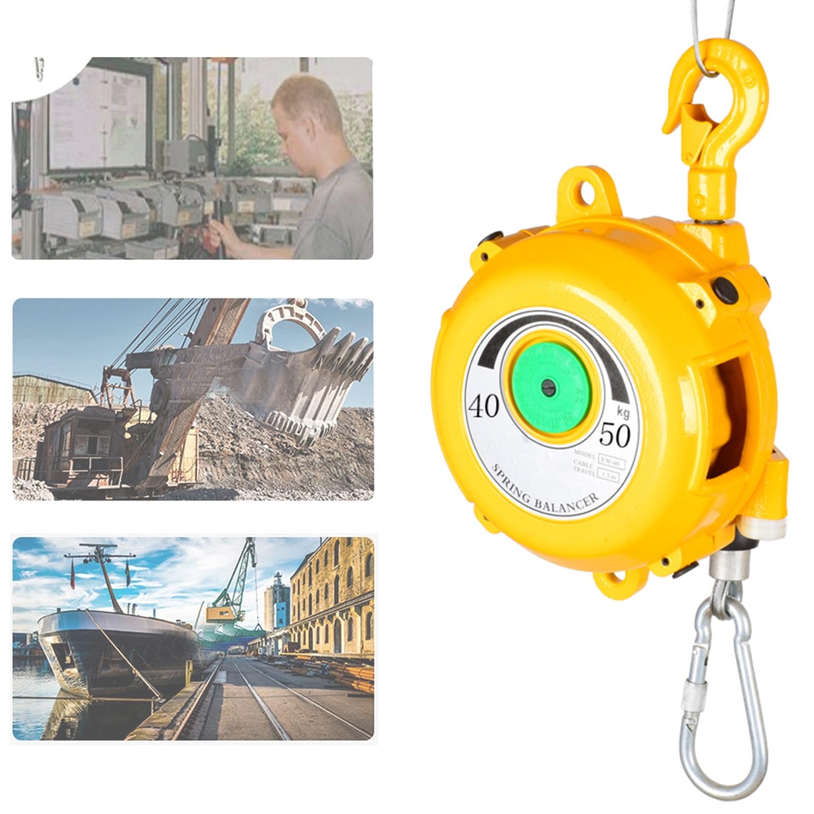 1pc Adjustable Retractable Spring Balancer with Hook and Wire Rope for Workshop, Assembly Line, and Automotive Equipment(40-50kg)