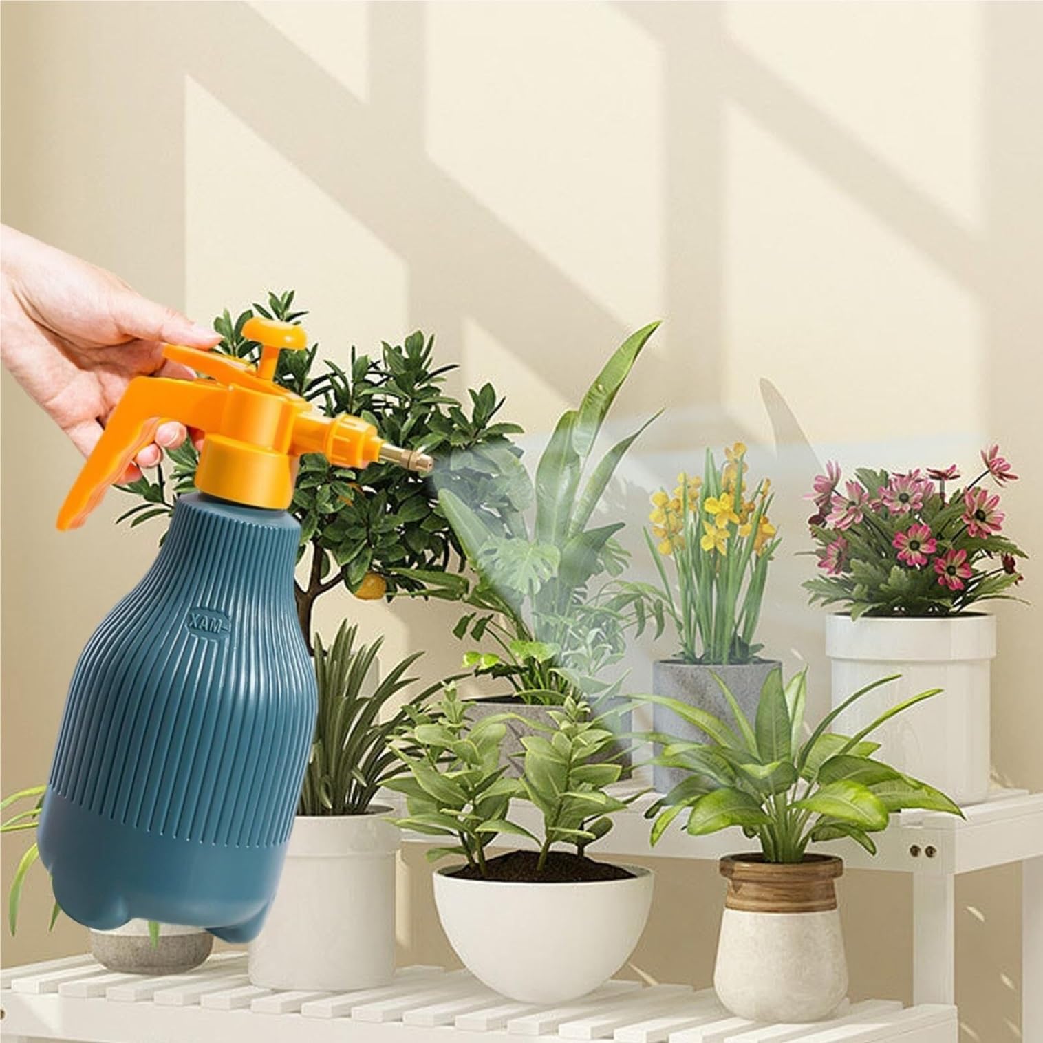 Hauspflanzengießkanne Sprühflasche Für Pflanzen, Mister-Sprühflasche, Wassersprüher, Drucksprühflasche Für Den Hofgarten Bewässerungsgeräte(Blue)
