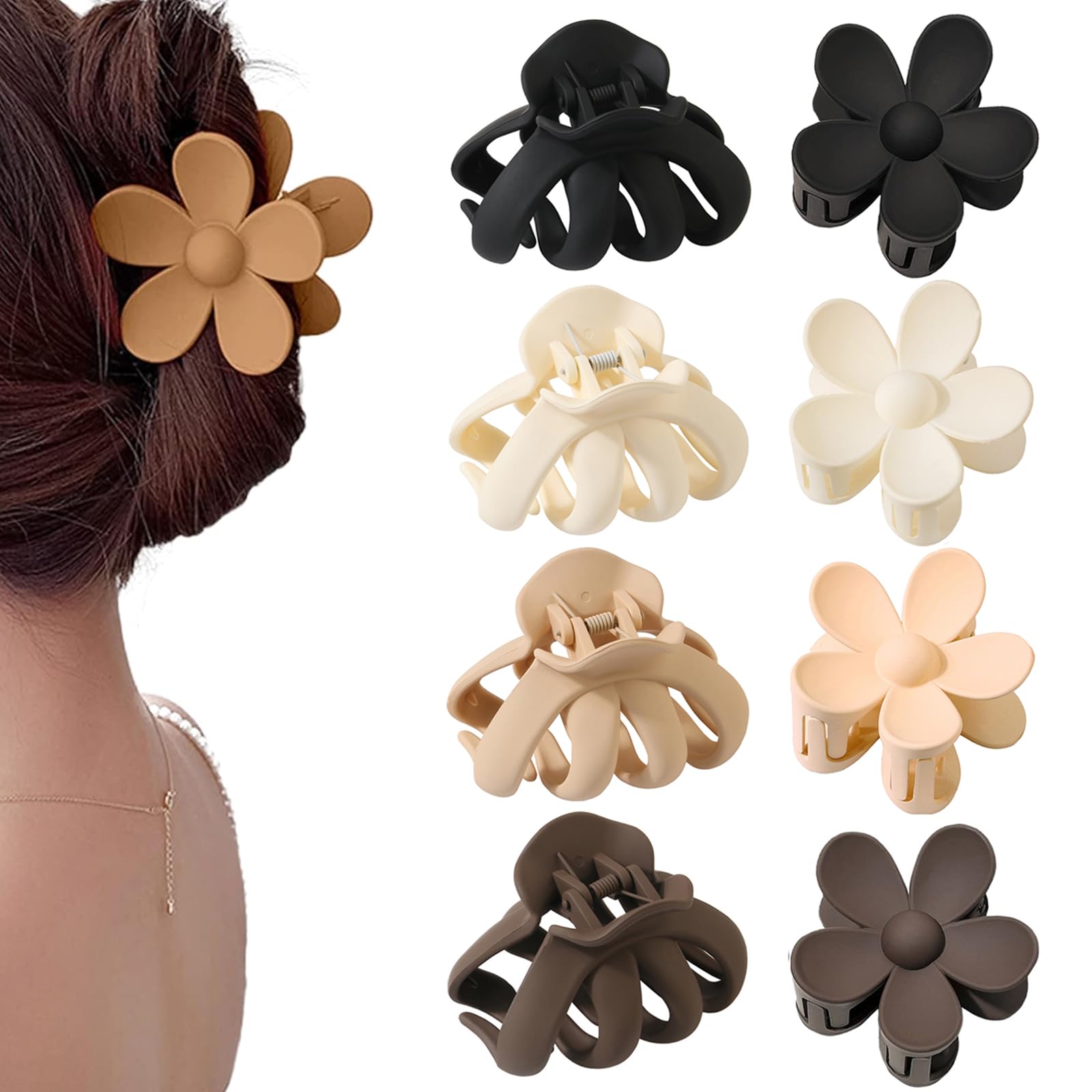 8 pinzas de pelo de pulpo mate para mujeres y niñas, 2.8 pulgadas, rectangulares, pequeñas, antideslizantes, para cabello fino/medio grueso