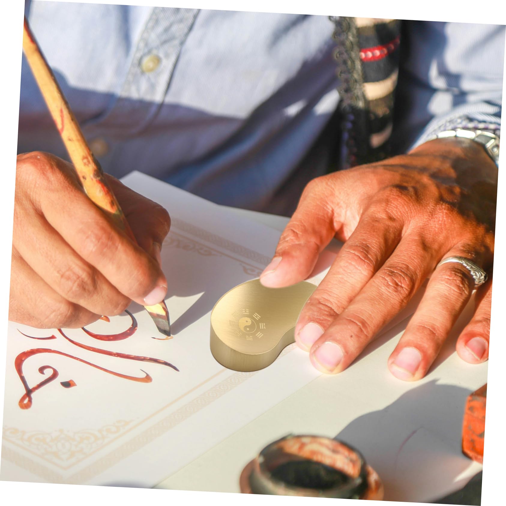 STOBOK 3pezzi Peso Ottone Per Calligrafia Fermacarte Decorativo Ottone Massiccio Per Pratica Di Scrittura Cinese Accessorio Per Scrivania Elegante e Funzionale Per Artisti e Appassionati