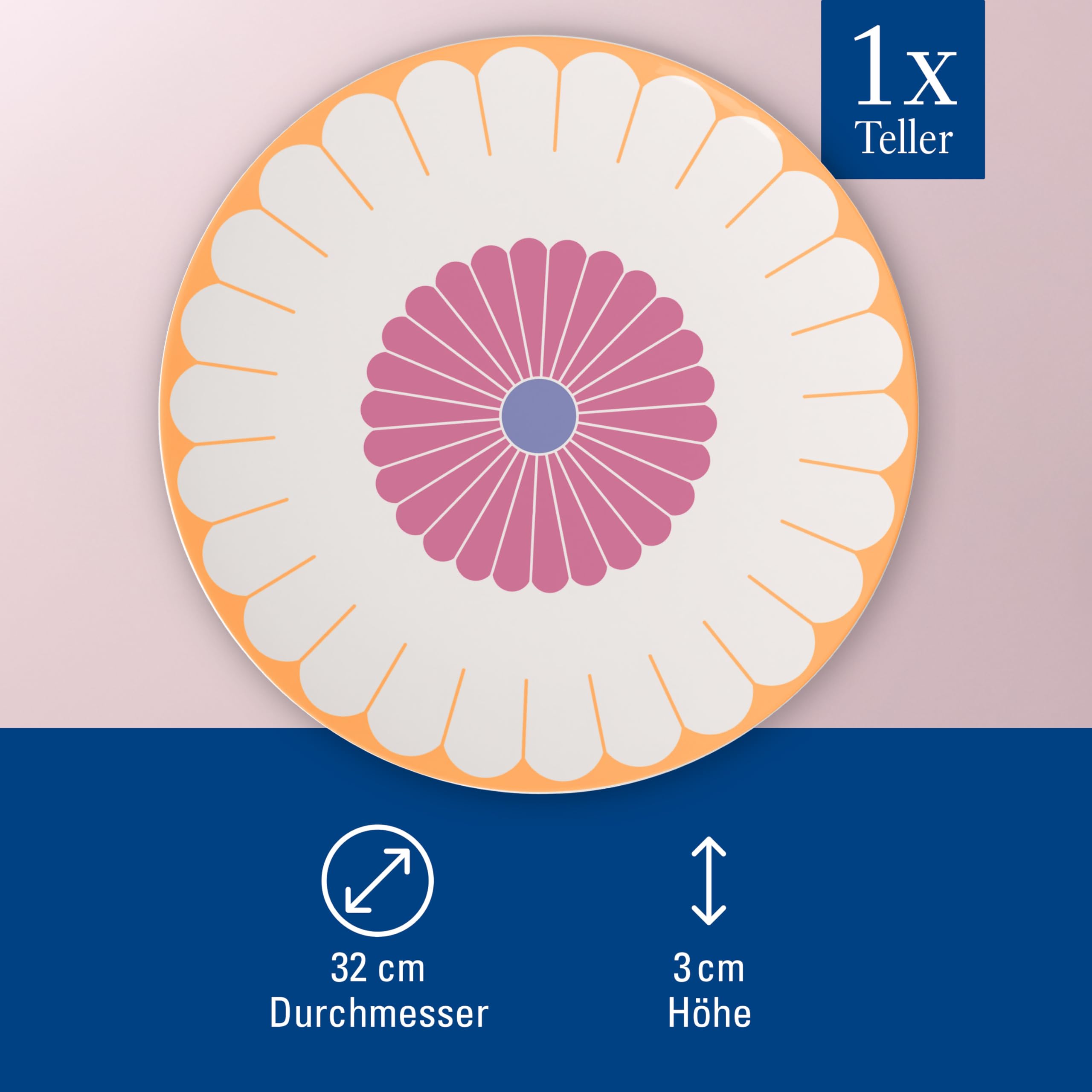 Villeroy & Boch - Fleur couleur Servierteller groß mehrfarbig, Spülmaschinenfest, Mikrowellensicher, Präsentationsplatte, Serviertablett, Servierteller Blumenmuster, Snackteller, Premium Porzellan