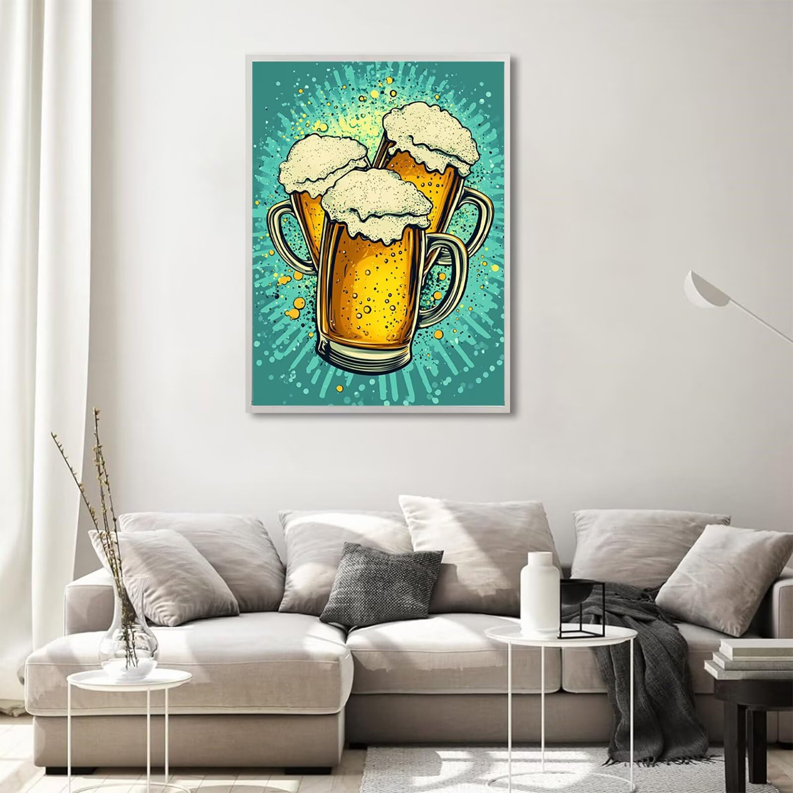 Diamond Painting Erwachsene Bier 5D Diamond Painting Bild DIY Set Erwachsene Anfänger, Vollbohrer Diamanten Malerei Stickerei Kreuzstich Bastelset für Zimmer Wand Deko Schlafzimmer 80x120cm, Model662