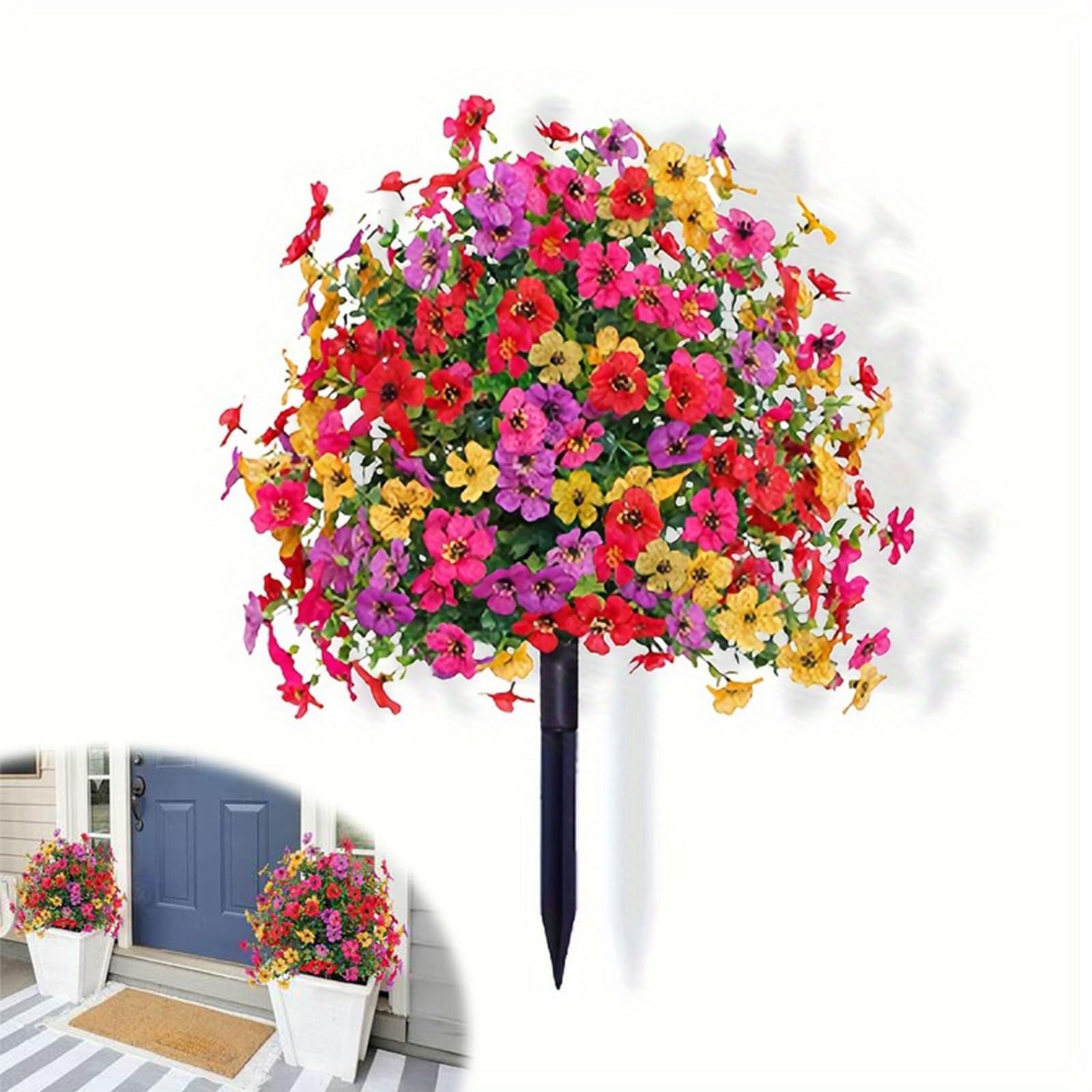 Esfera de flores artificiales de 60 cm impermeable y resistente a los rayos UV con pincho 1