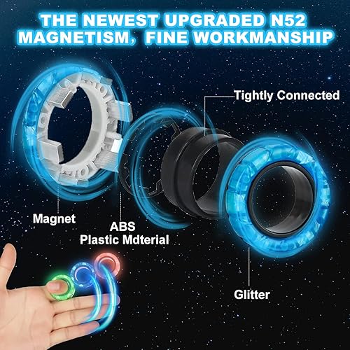 Miniatura 3 de Juego de 9 anillos magnéticos que brillan en la oscuridad, anillos magnéticos para entrenamiento, alivia la ansiedad del autismo, anillos mágicos de