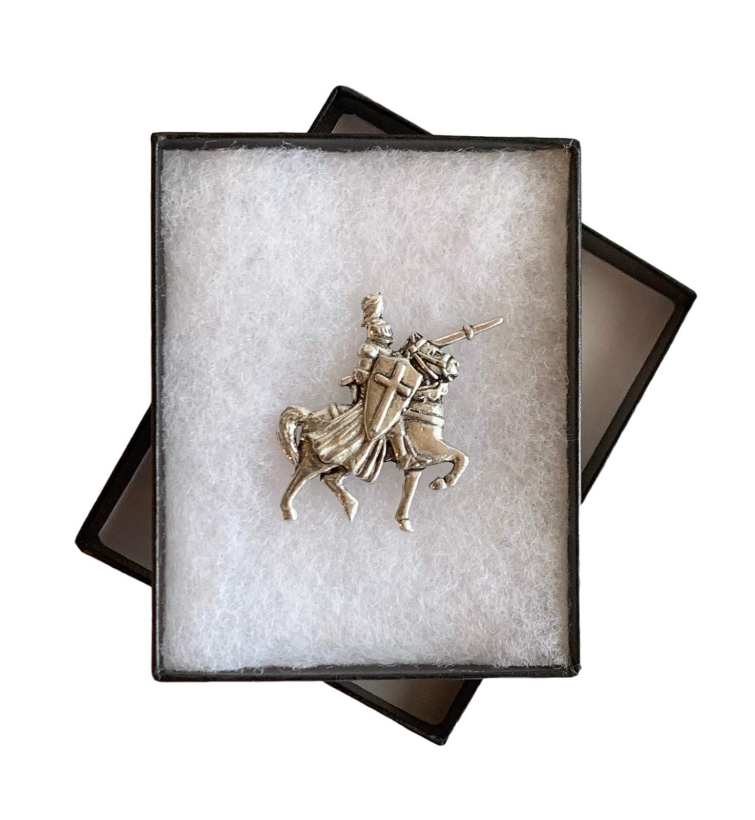 Smartbadge® Knight in Shining Armour on Horse Handmade Pewter Lapel Pin Badge in Gift Box + 59mm Button Badge